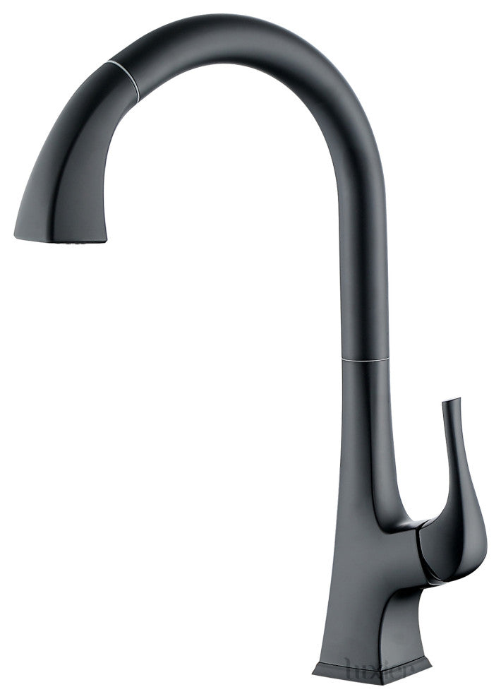 Luxier KTS20-T Single-Handle Pull-Down Sprayer Kitchen Faucet, Matte Black