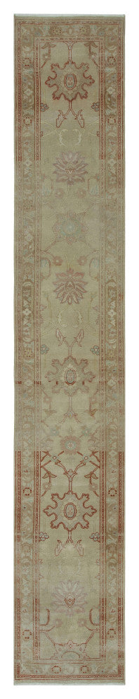 Rug N Carpet - Handmade Oriental 2' 4" x 13' 9" Runner Oushak Area Rug