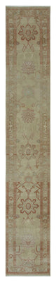 Rug N Carpet - Handmade Oriental 2' 4" x 13' 9" Runner Oushak Area Rug