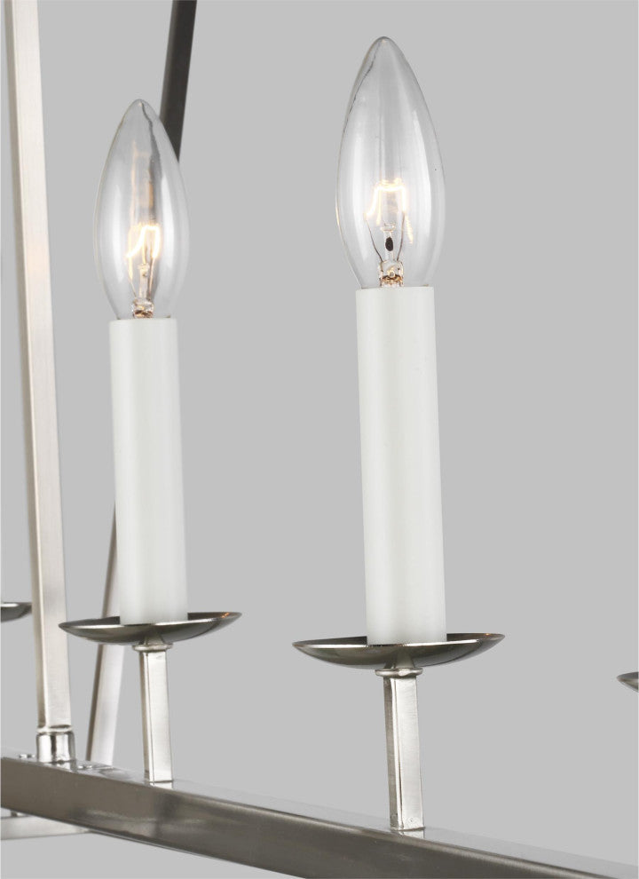 Dianna Five Light Medium Linear Chandelier, Brushed Nickel