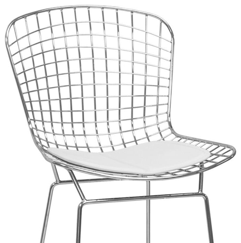 EZ Mod Chrome Wire Barstool, Pad: White