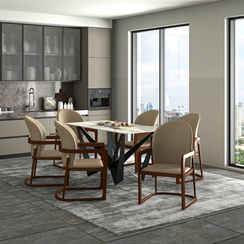 Svelta Elegant Wooden Dining Chair in Dark Toupe