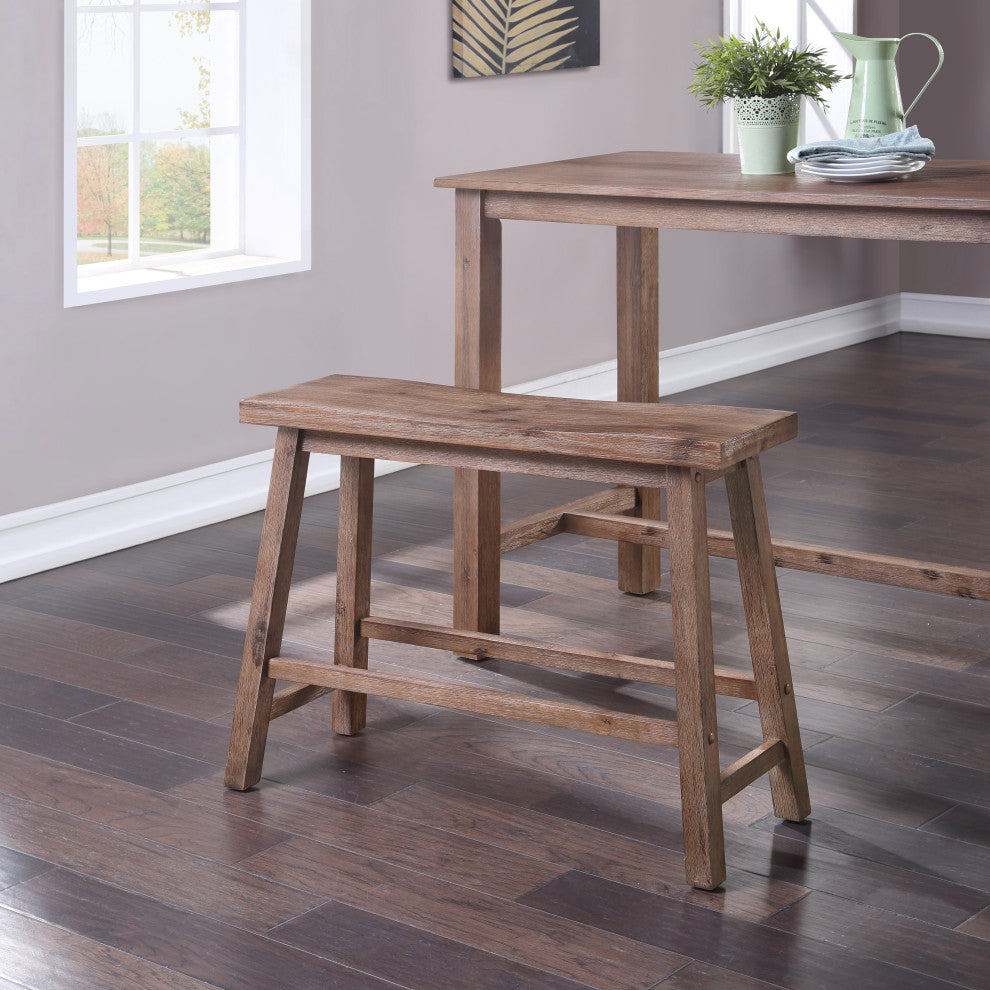 Sonoma Saddle Bench, Barnwood Wire-Brush