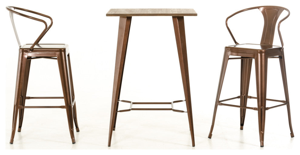 HomeRoots 41" Copper and Wood Bar Table