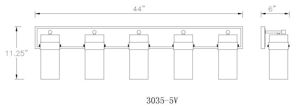 Zlite 3035-5V-BN 5-Light Vanity, Clear