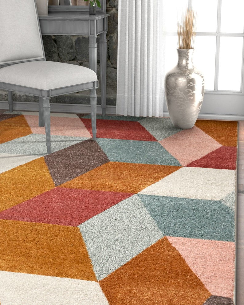 Well Woven Vettore Chancery Modern Geometric Shapes Multi Area Rug