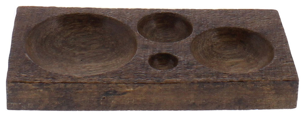 Dark Brown Wooden Indented Decorative Tray