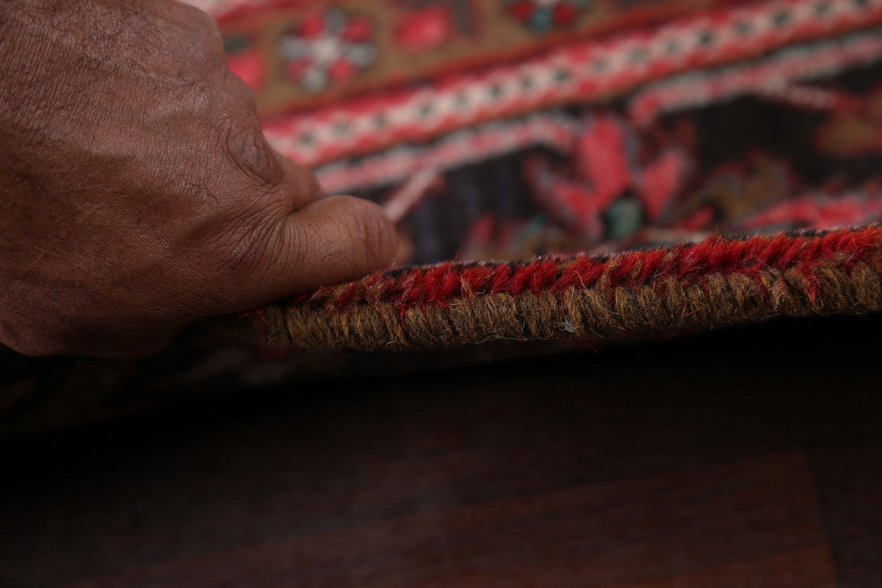 Consigned, Vintage Oriental Handmade Persian Low Pile Carpet, Red, 10'7"X7'4"
