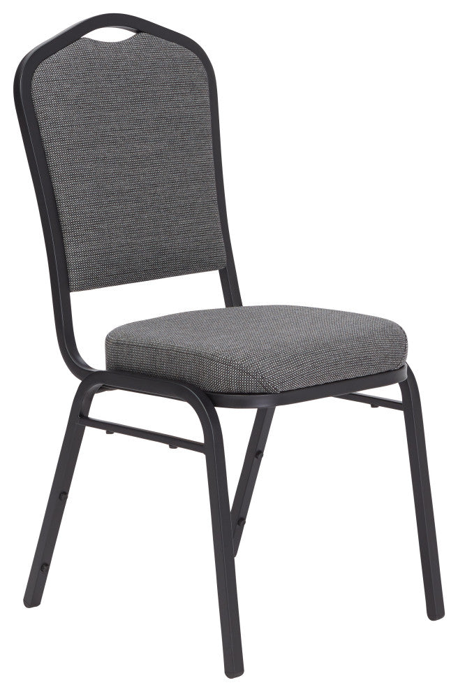 NPS 9300 Deluxe Fabric Stack Chair, Natural Greystone Seat/Black Frame