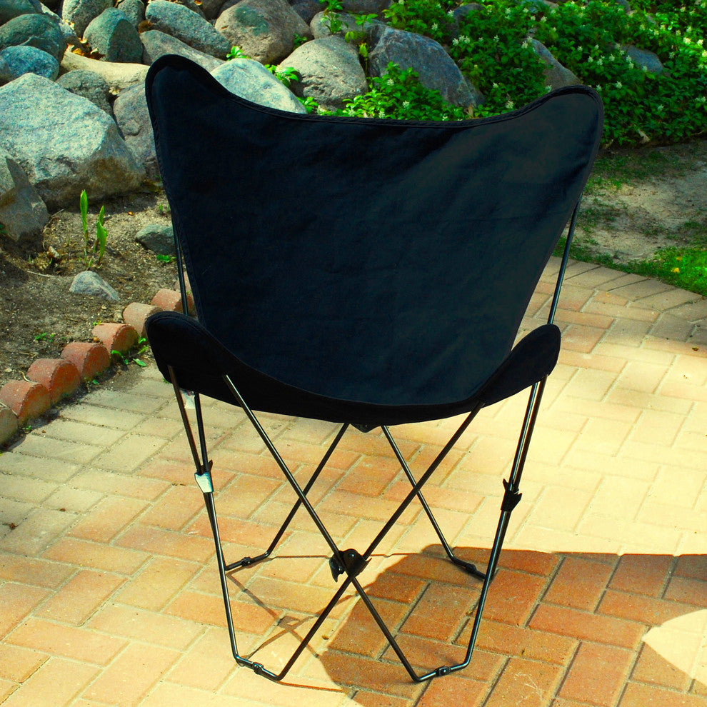 Butterfly Chair and Cover Combo With Black Frame, Black
