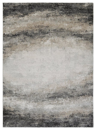 Modern Accent Rug in Grey with Nebula Supernova Design, 6'11"x4'11"