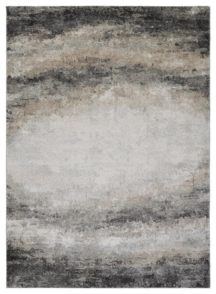 Modern Accent Rug in Grey with Nebula Supernova Design, 6'11"x4'11"