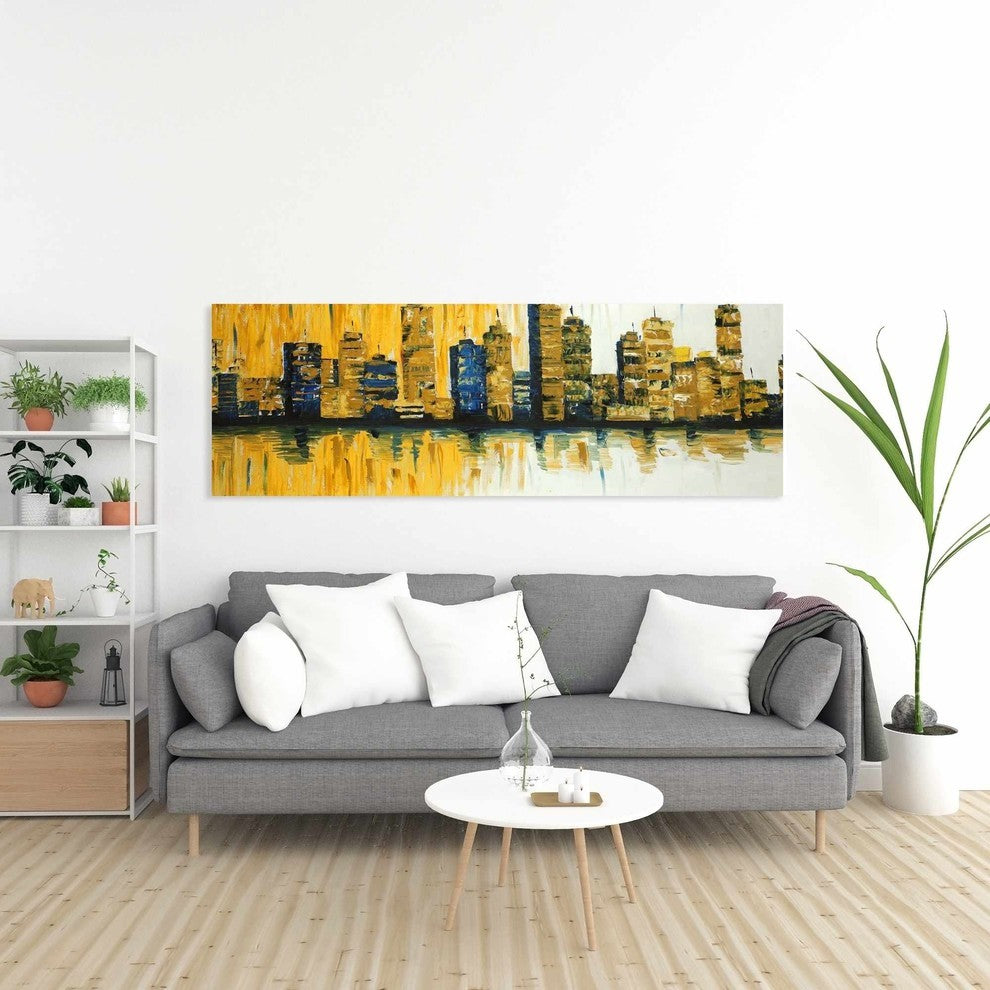 White and Yellow Print on Wrapped Canvas