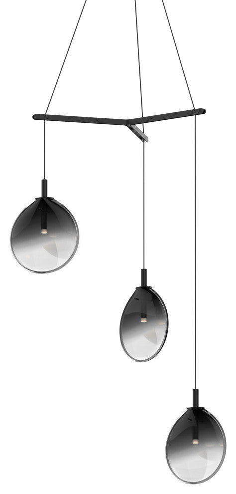 Sonneman 2995-SML Cantina 3 Light 30"W Full Sized Pendant - Satin Black / Smoke