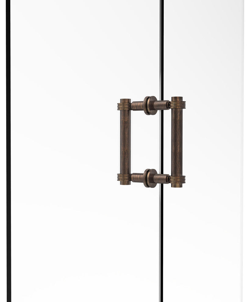 Contemporary 6" Dotted Accent Back to Back Shower Door Pull, Venetian Bronze