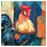 Vibrant Colorful Rooster 12x12 Canvas Wall Art