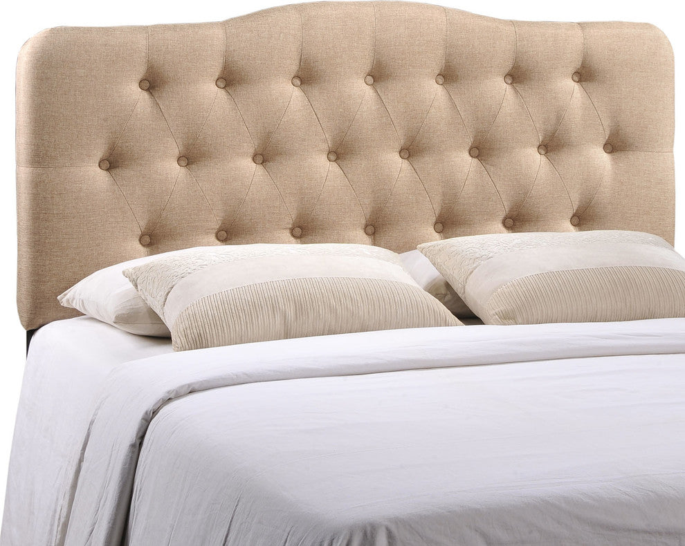 Annabel Queen Upholstered Headboard, Beige