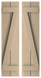 Rustic 2 Board Joined B-N-B Faux Wood Shutters, Rough Cedar, 11x62"
