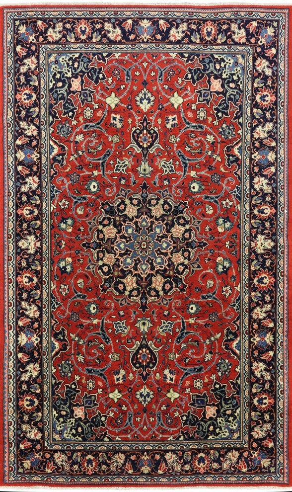 New Fine Persian Sarouk Hand Knotted Wool Rug 4' X 7'