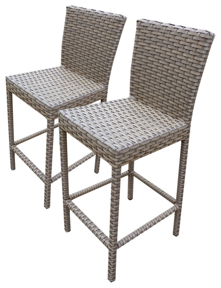 Monterey Bar Table, Cart, Basket, 4 Barstools Wicker Patio Furniture