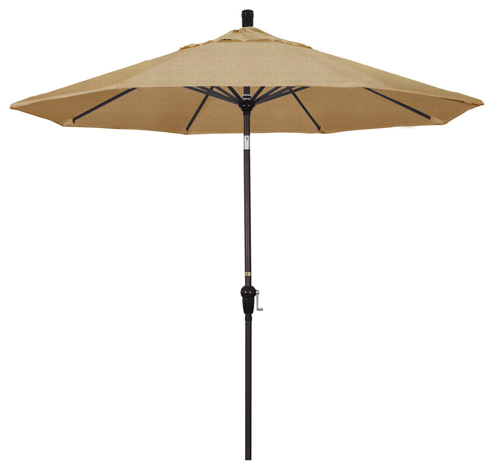 9' Aluminum Umbrella Auto Tilt Bronze, Linen Sesame