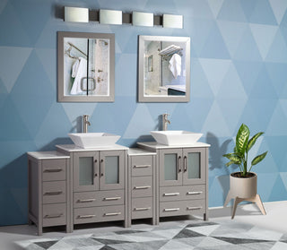 Vanity Art Bathroom Vanity Set With Sink, Gray, 72", Standard Mirror
