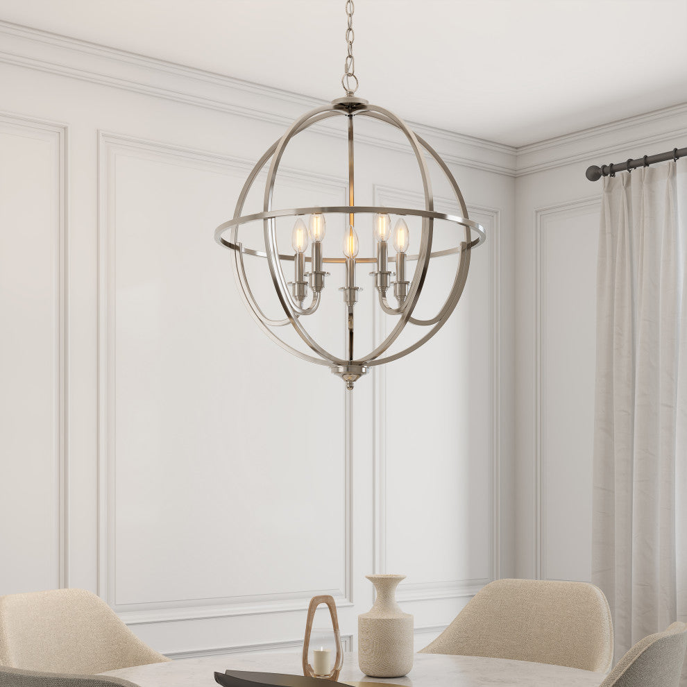 5 Light 24 in. Polished Nickel Chandelier