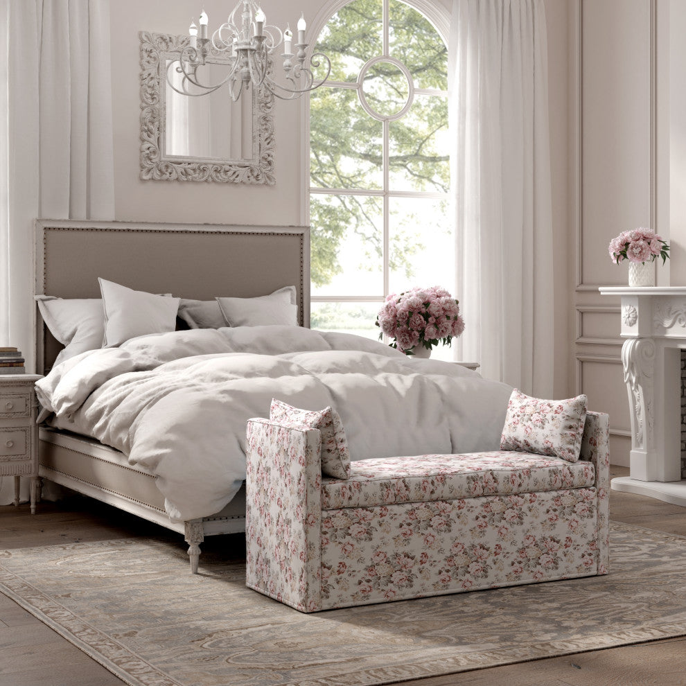 Rustic Manor Katarina Bench Upholstered, Linen, Cluster Red