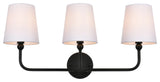 3 Light Black And Clear Bath Sconce