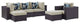 Modway Convene 6 Piece Outdoor Patio Sectional Set, Espresso Beige