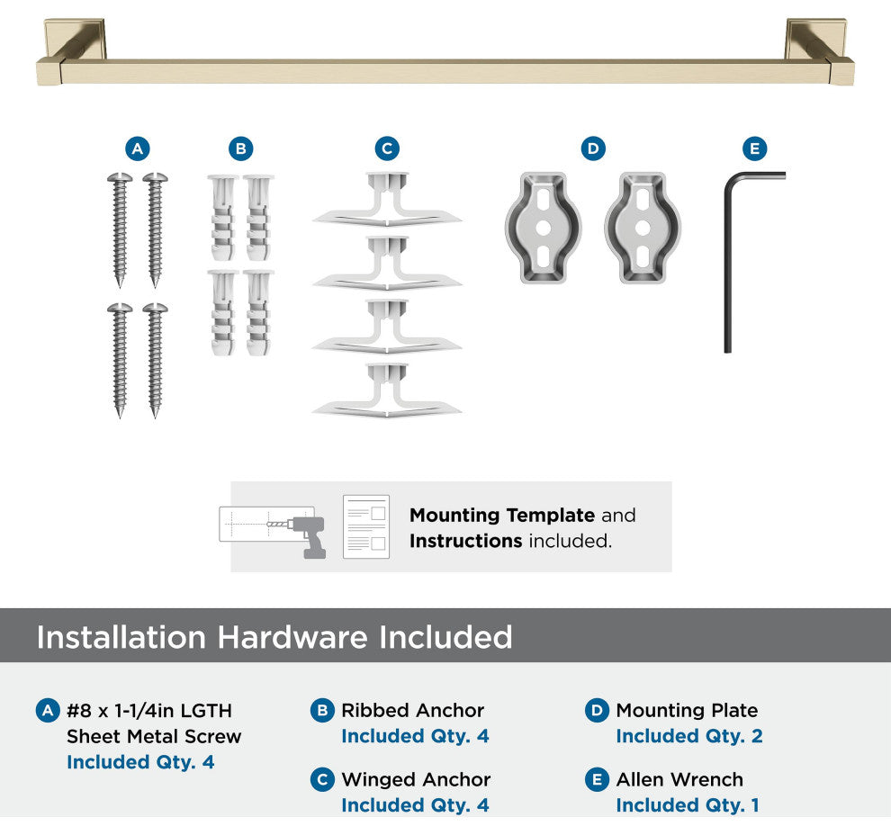 Appoint Traditional Towel Bar, Golden Champagne, 24" Center-to-Center