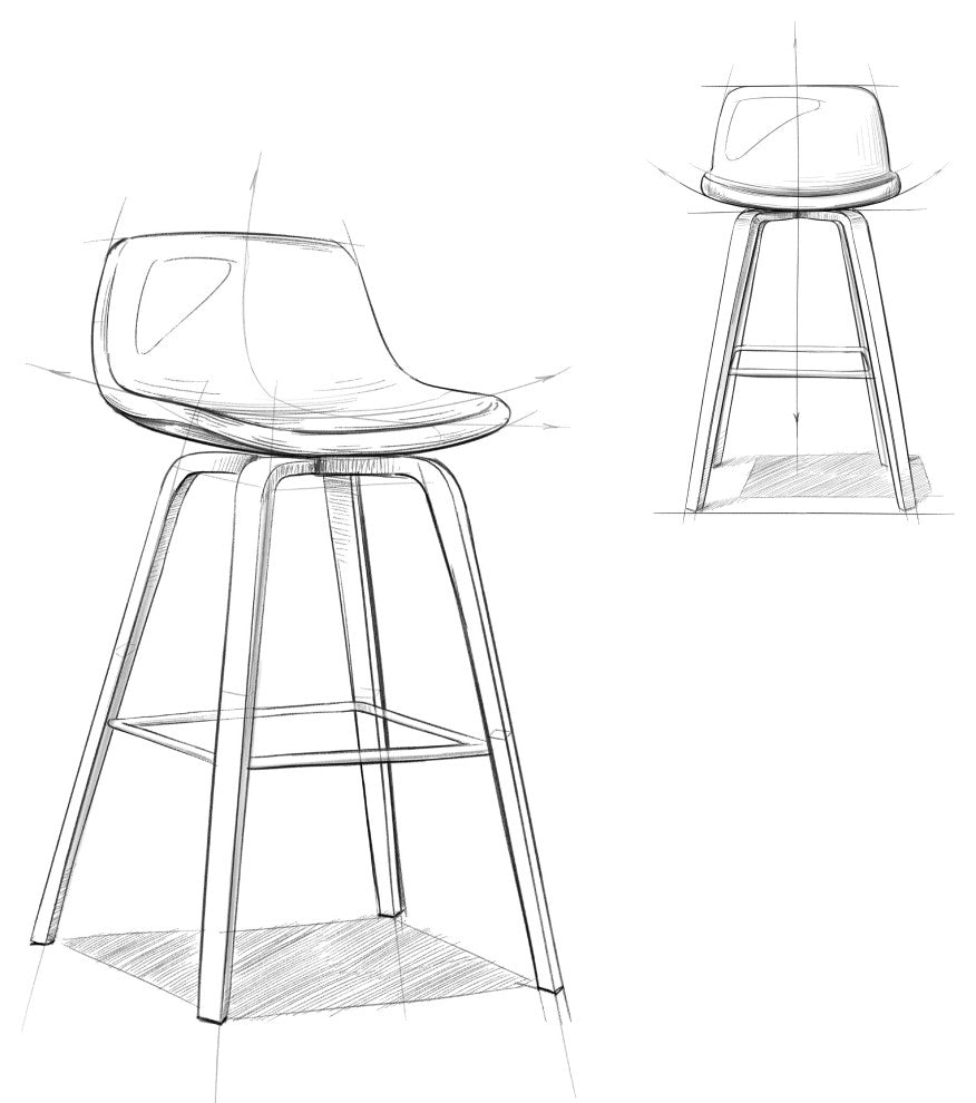 Randolph Bentwood Counter Stool, Set of 2, Black