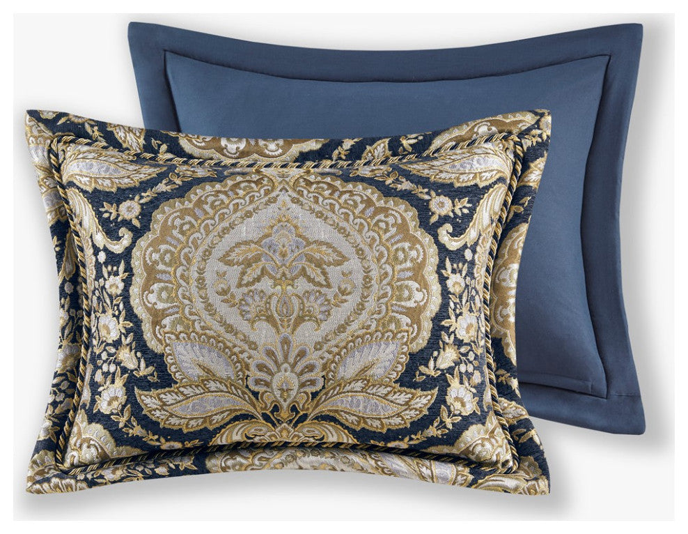 Croscill Valentina Traditional 4-Piece Comforter Set, Navy, Cal King