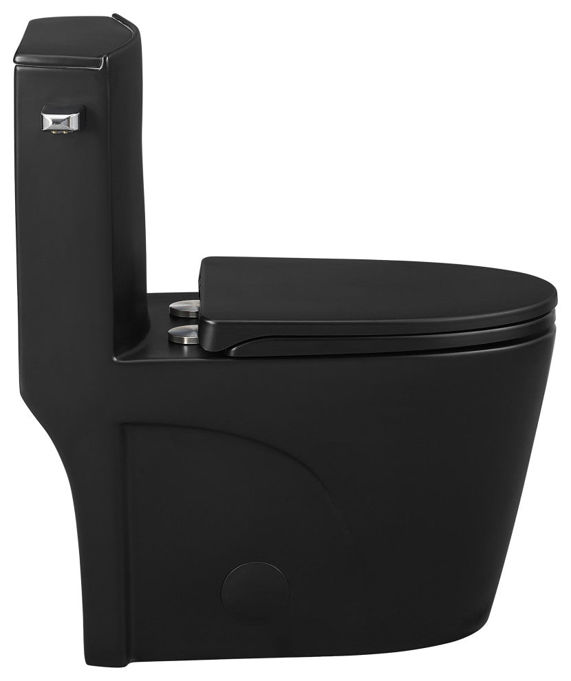 St. Tropez One Piece Elongated Toilet Side Flush, Matte Black