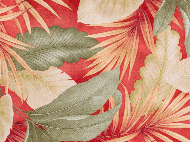Caneel Bay Ottoman, Cinnamon, Botanical-Fern Fabric