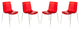 LeisureMod Modern Astor Plastic Dining Chair, Set of 4 Transparent Red