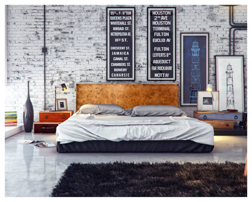 Smoothed Aged Copper Panel King Headboard