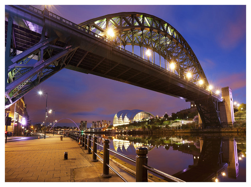 Bridges over River Tyne Newcastle, Cityscape Canvas Art Print, 40"x30"