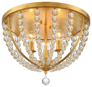 Crystorama ROX-A9000-GA, 3-Light Ceiling Mount, Antique Gold