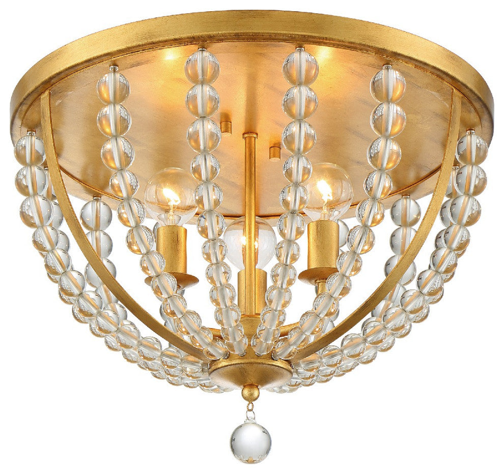 Crystorama ROX-A9000-GA, 3-Light Ceiling Mount, Antique Gold