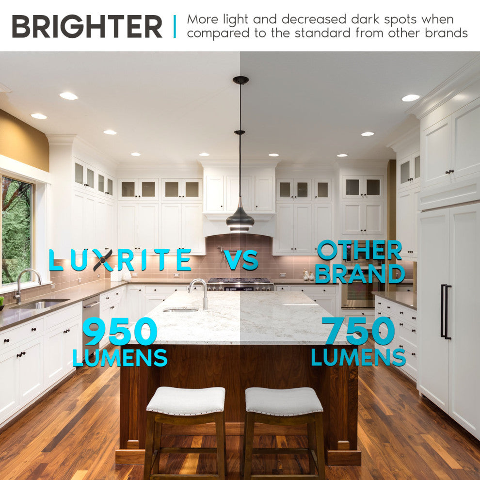 Luxrite 4" LED Recessed Can Light 14W 5 Color Option ETL 4 Pack