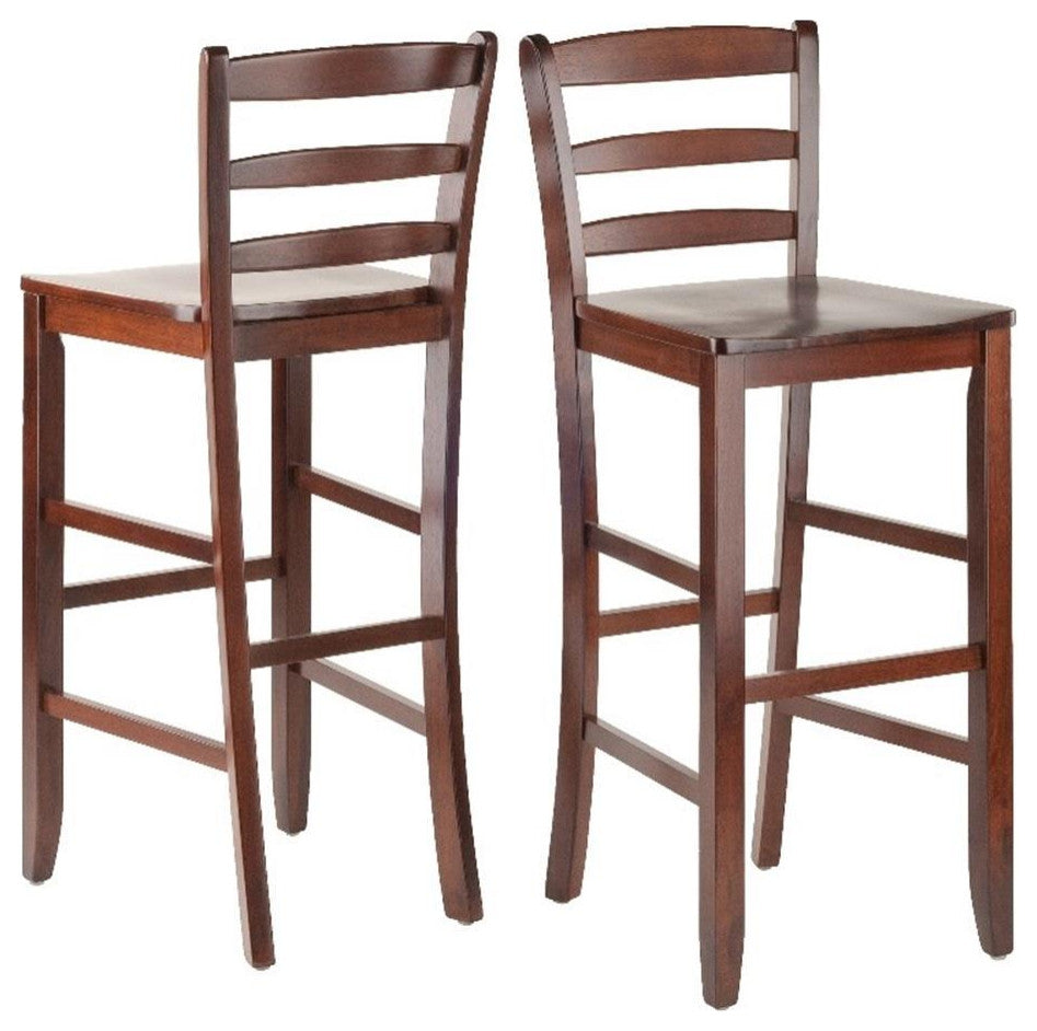 Winsome Benjamin 29" Solid Wood Bar Stool in Antique Walnut (Set of 2)
