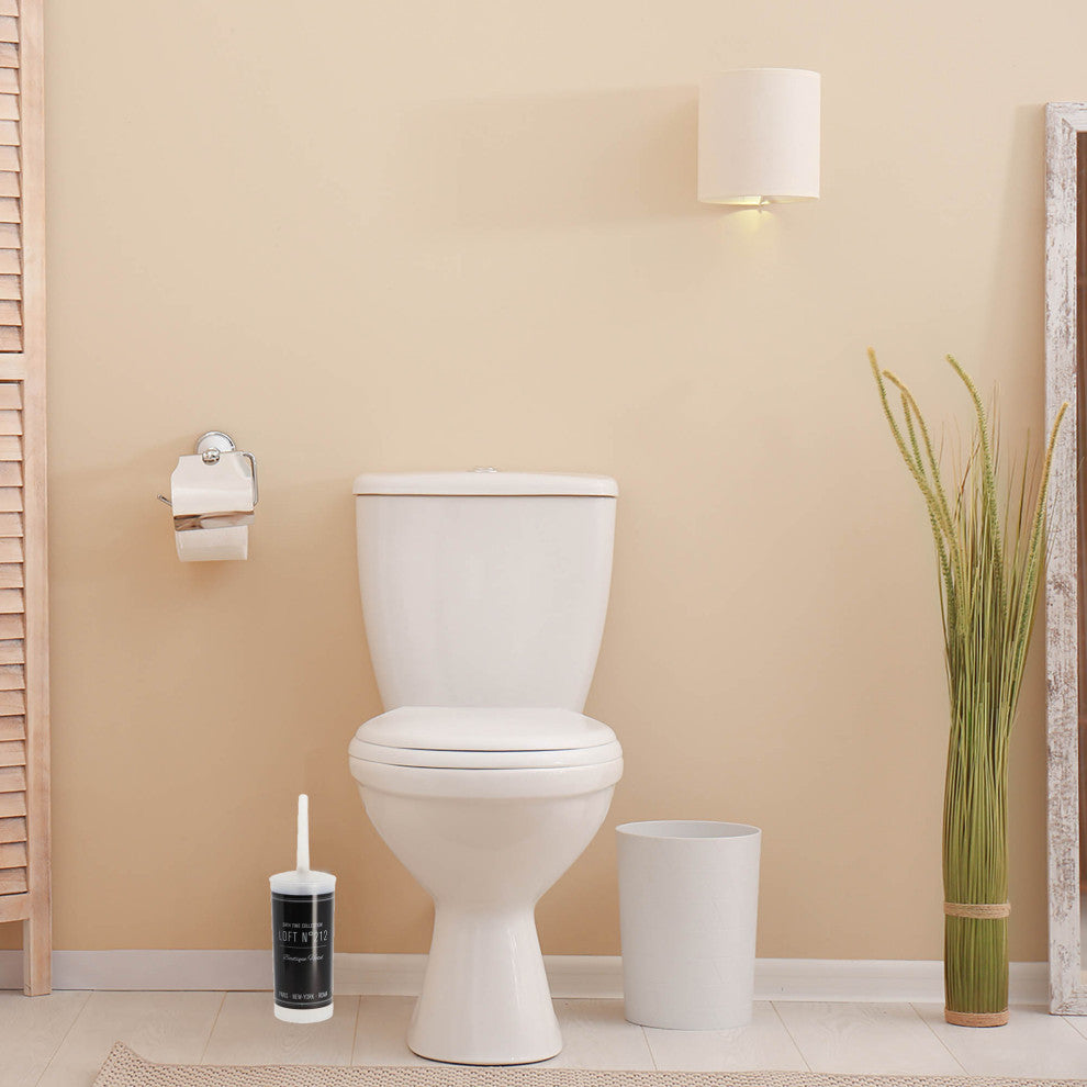 Bathroom Accessories Bath Time Collection, Black, Toilet Brush and Holder
