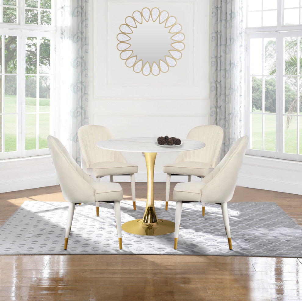 Belle Velvet Upholstered Dining Chair (Set of 2), Cream