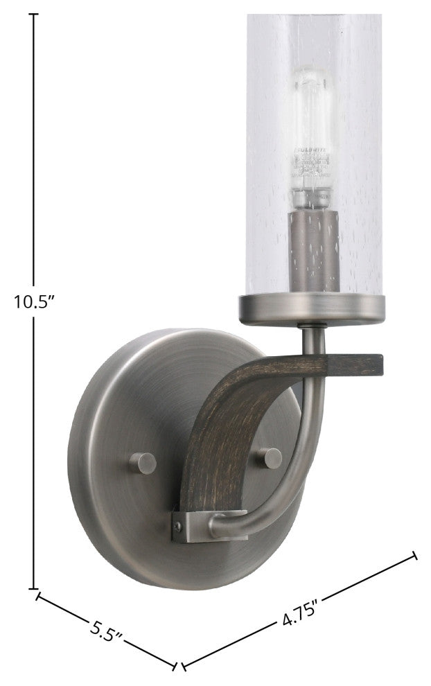 Monterey 1-Light Wall Sconce, Graphite & Painted Distressed, Clear Bubble