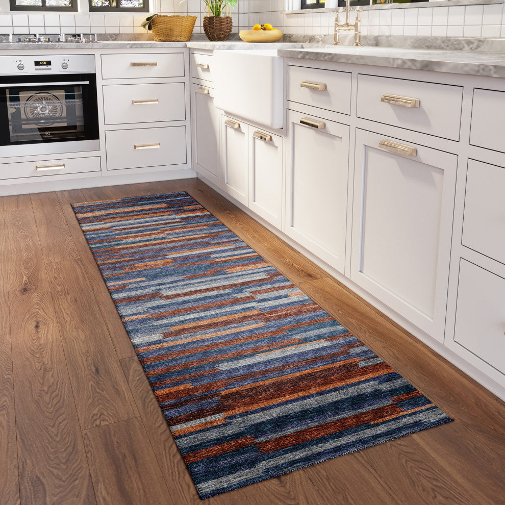 Indoor/Outdoor Sedona SN8 Denim Machine Washable 2'3" x 7'6" Runner Rug
