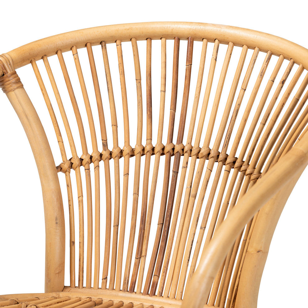 Murai Modern Bohemian Natural Brown Rattan Dining Chair