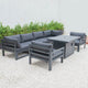 LeisureMod Chelsea 7-Piece Outdoor Sectional With Fire Pit Table, Black