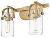 Pilaster Bath Vanity Light, Brushed Brass, Clear