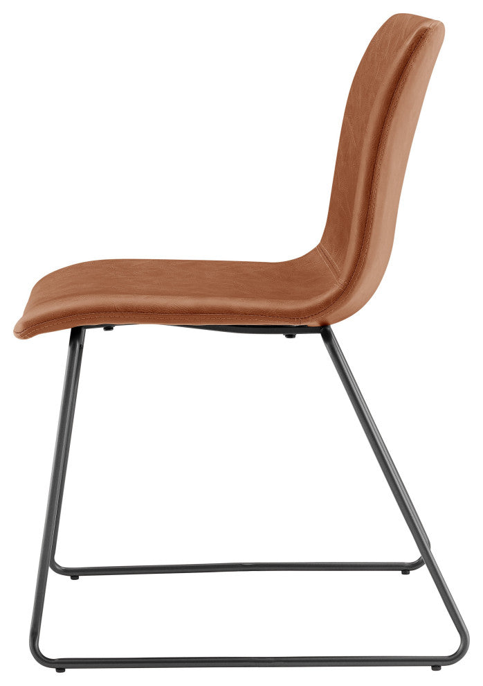 Bruce PU Dining Side Chair,, Set of 2, Toasted Caramel